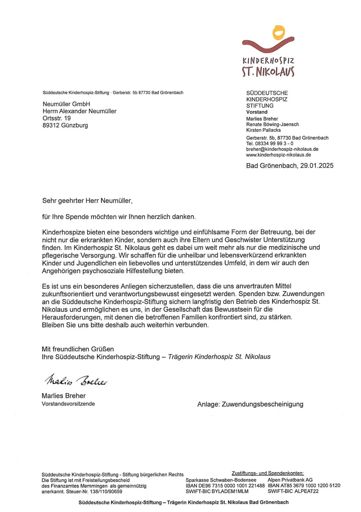Spendenaktion zugunsten des Kinderhospiz St. Nikolaus